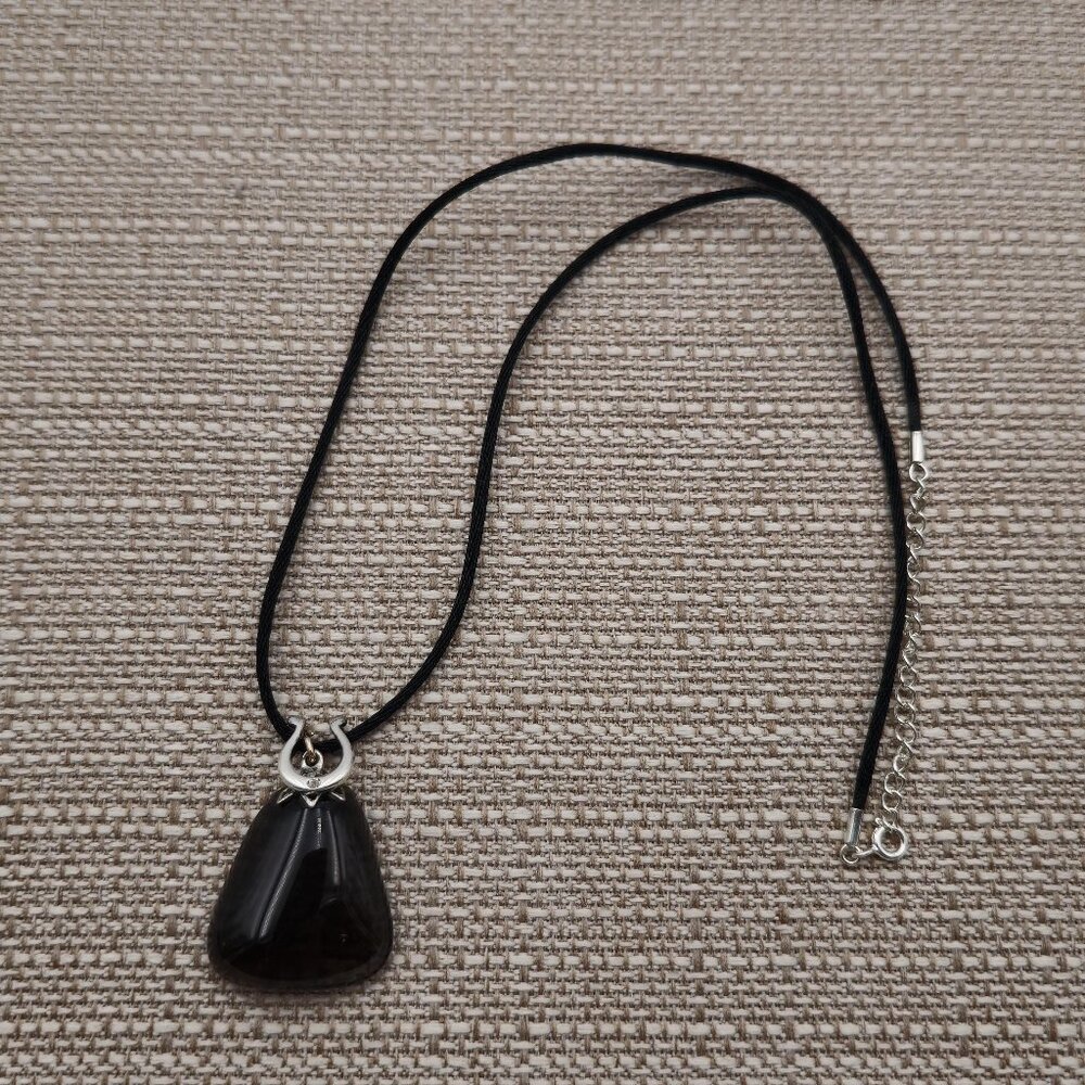 19 Inch Sterling Silver And Nylon Glass And Diamond Horseshoe Necklace A2559